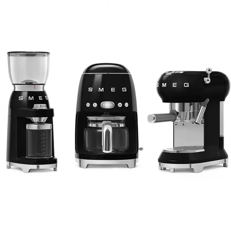 SMEG CGF11BLEU kafijas dzirnaviņas 50 collas, stils melns