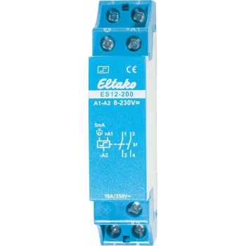 Eltako impulsslēdzis ES12-200, 2 normāli atvērti kontakti 16 A ES12-200 8 - 230 V/UC vai 230 V 2 normāli atvērti kontakti 16 A 250 V/AC (kvēlspuldzes (21200002)