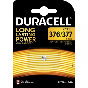 Duracell D377 vienreizējas lietošanas sudraba-oksīda pogveida baterija 1.5 V, 3 mm augstums, Ø 18 mm