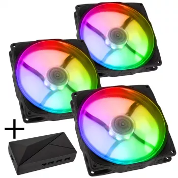KING KITS LUBU-048 120mm ARGB PWM 3 iepakojuma korpusa ventilatori