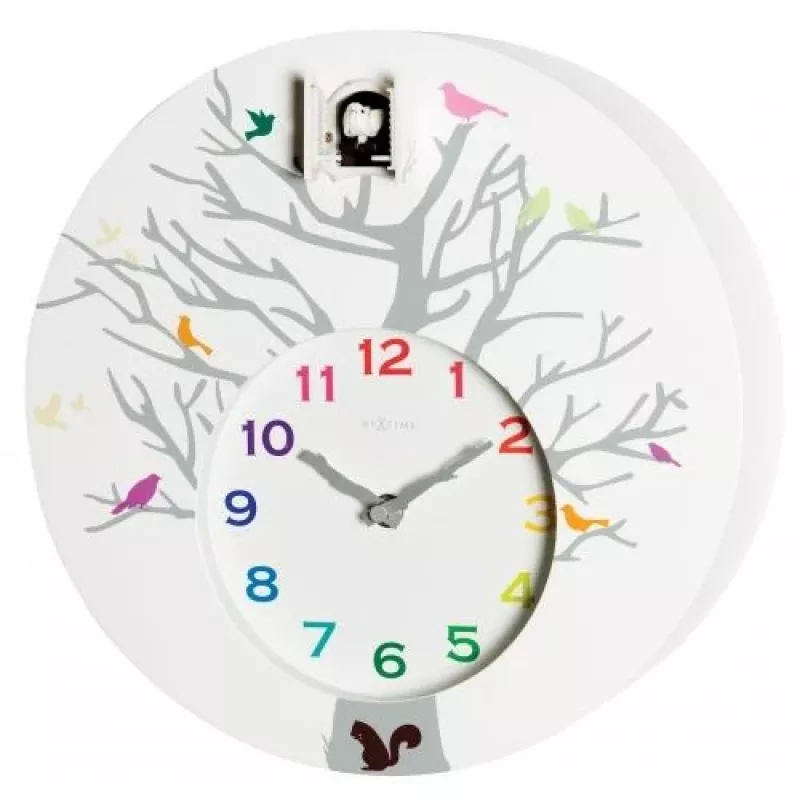 NeXtime klok 2998wi Cuckoo Round, 30x10 cm, sienas, balts