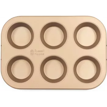 Mafinu pagatavotājs Russell Hobbs RH02151GEU7 zelta nepiedegošā virsma, galda elektriskais mafinu paliktnis