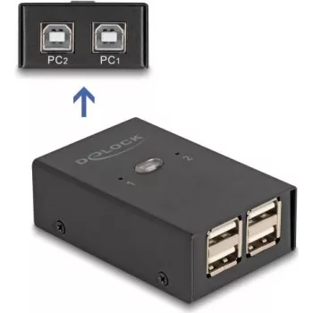 DELOCK USB 2.0 slēdzis 2 PC uz 4 ierīcēm melns 0.48 Gbit/s