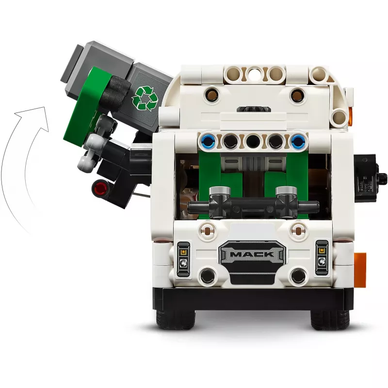 Konstruktors LEGO Technic Mack LR Electric Garbage Truck 42167 — 503 gab., motorizēts, izmērs 230×80×90 mm