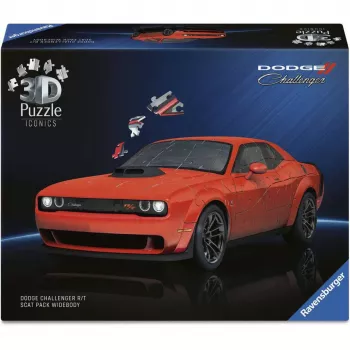 3D puzzle Ravensburger Dodge Challenger R/T Scat Pack Widebody – Iconics sērija, modeļa kopija