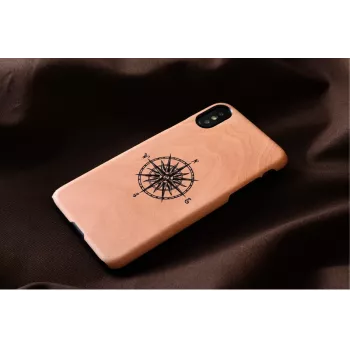 Viedtālruņa maciņš man and wood iPhone X/XS, melns, aizsargapvalks ar kompasa detaļu