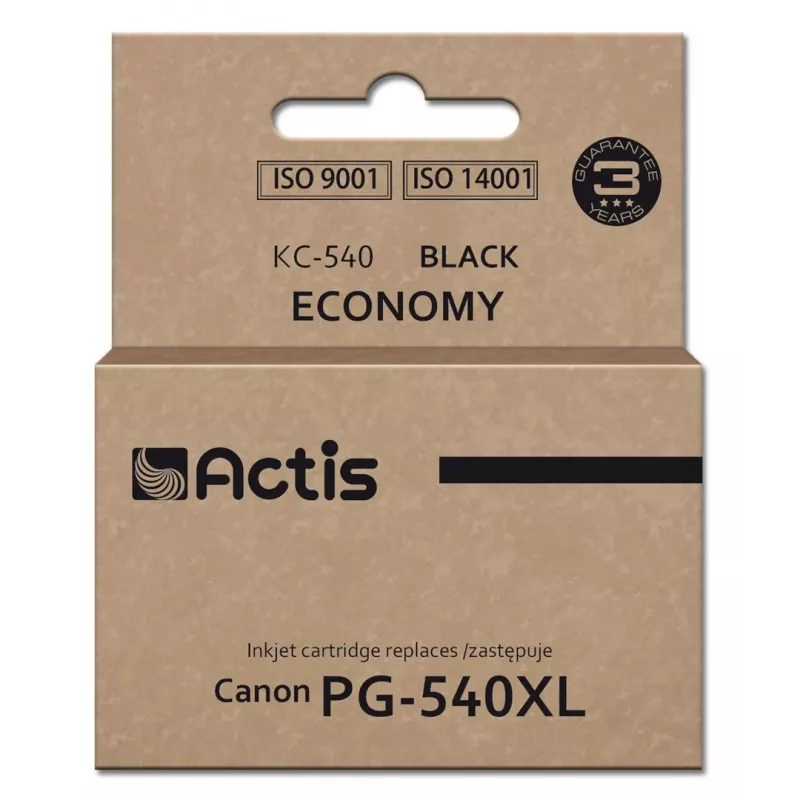 Tintes kasetne ACTIS KC-540 Melns — saderīgs aizstājējs Canon PG-540XL, krāsvielu bāzes tinte 22 ml, viens iepakojums
