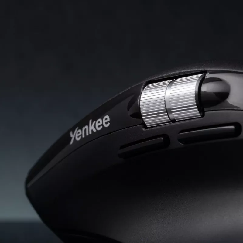 Bezvadu pele YENKEE SPIN DUAL 2095BK — kompakta divu režīmu optiskā pele, modelis YMS 2095B SPIN