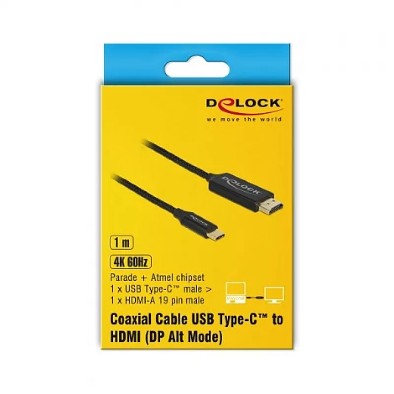 Video kabeļa adapteris DeLOCK 84904 USB Type-C uz HDMI 1m Melns
