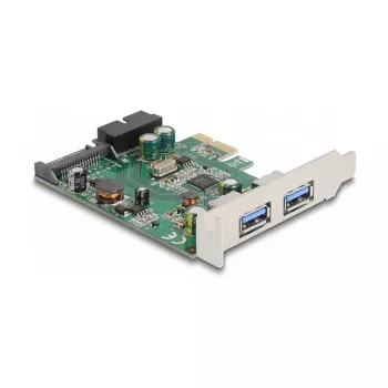 DeLOCK PCI Express x1 karte ar 2 x USB 3.2 Gen 1 Type-A + 1 x iekšējo 19 kontaktu savienotāju