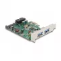 DeLOCK PCI Express x1 karte ar 2 x USB 3.2 Gen 1 Type-A + 1 x iekšējo 19 kontaktu savienotāju