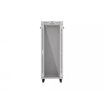 LANBERG 19 collu 32U stāvošs statīva skapis 600×600 mm pelēks ar perforētām durvīm un LCD (plakanais iepakojums)