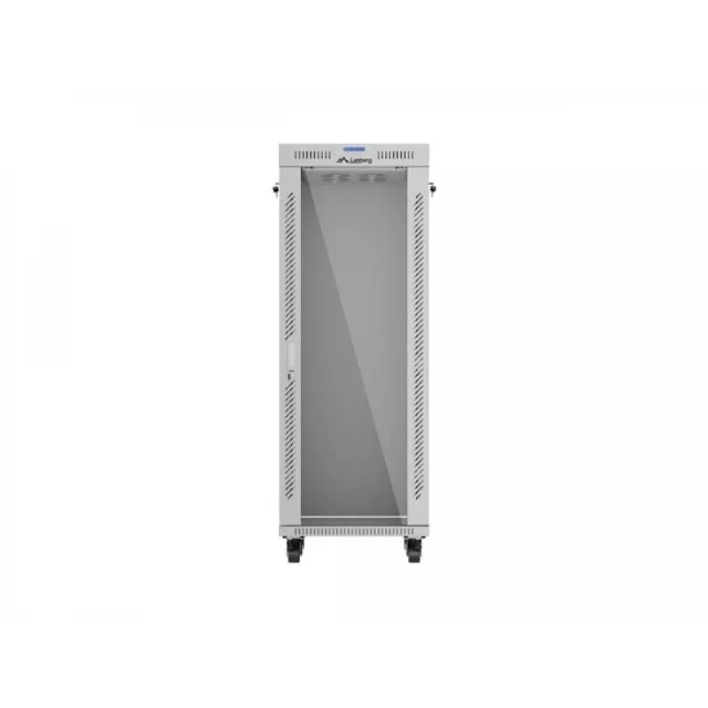 LANBERG 19 collu 32U stāvošs statīva skapis 600×600 mm pelēks ar perforētām durvīm un LCD (plakanais iepakojums)