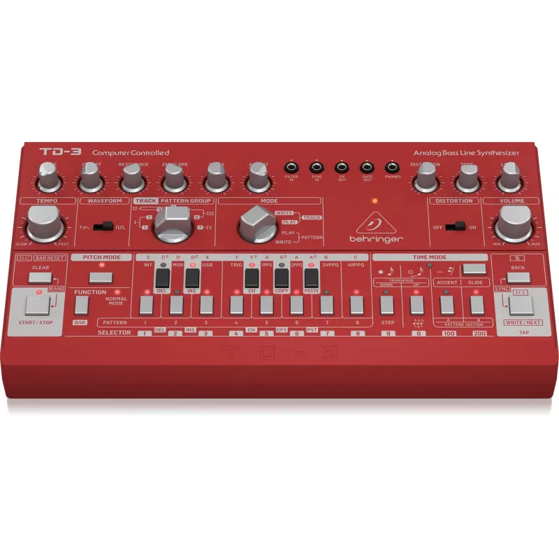 Analogais sintezators Behringer TD-3-RD sarkans 9V DC