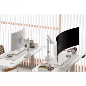 Monitora stiprinājums DIGITUS Single, skavas veida, maks. 57 collas, 27 kg ietilpība, VESA 75x75–100x100, balts