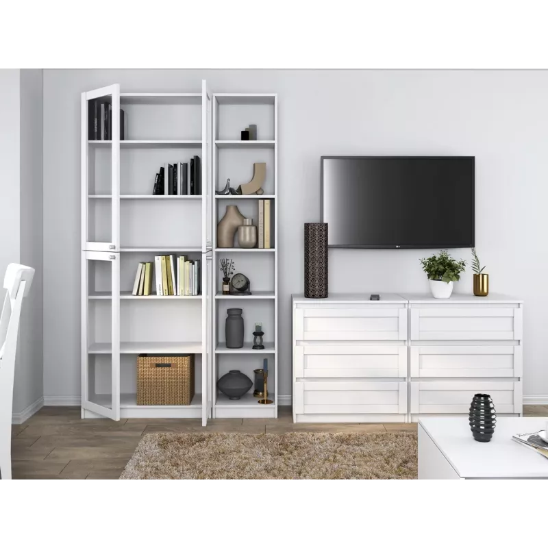 top e shop W40 PAFOS BIA vitrīnas skapis — balta skaidu plātne, 290×400×2000 mm