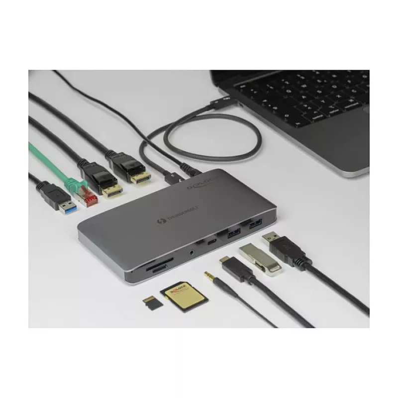 Dokstacija DeLOCK Thunderbolt 3 8K Dual DisplayPort USB LAN SD Audio PD 3.0