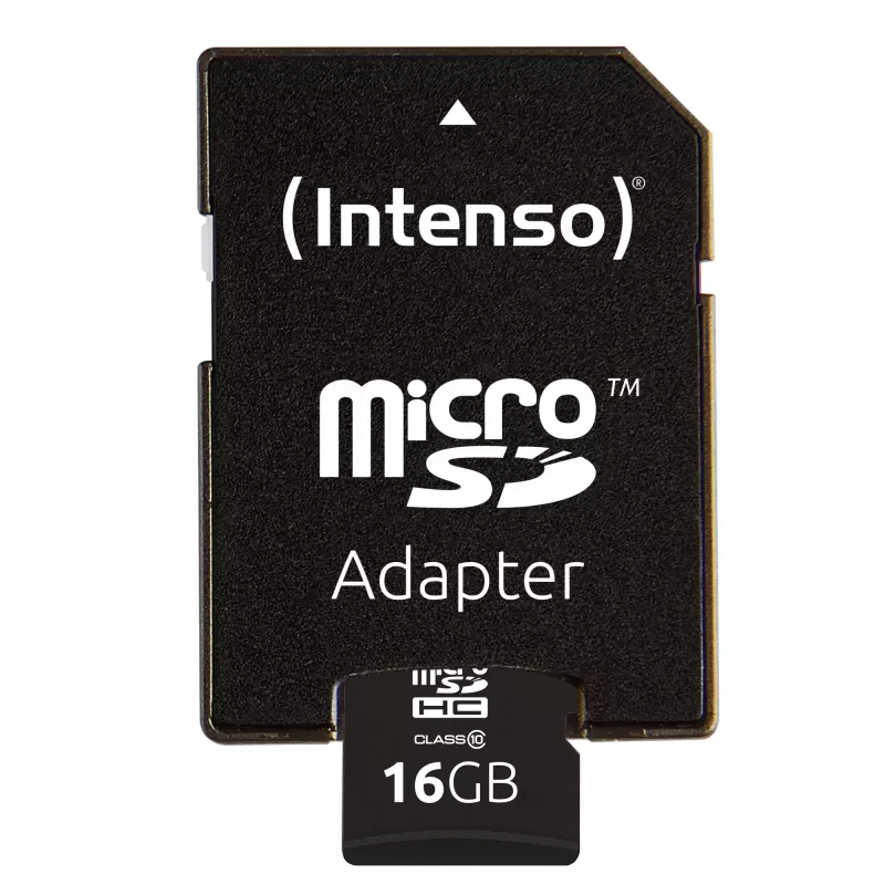ATMIŅA MICRO SDHC 16GB C10/W/ADAPTER 3413470 INTENSO