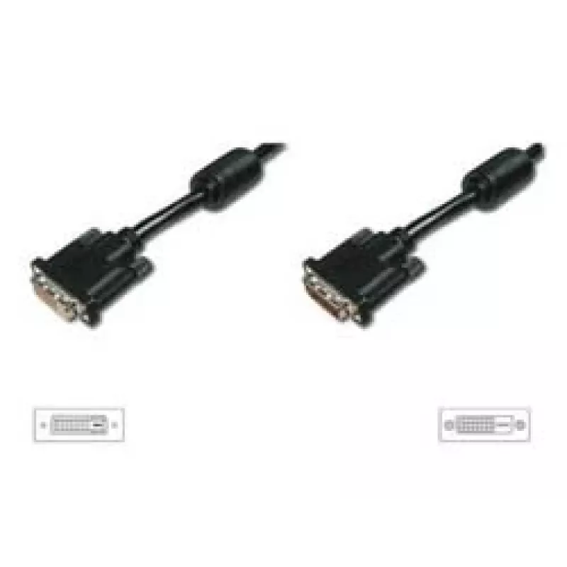 DIGITUS DVI-D pagarinātāja kabelis, 2 m, DVI-D uz DVI-D, melns