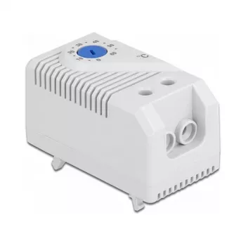 Termostats DELOCK 66823, plastmasas korpuss IP20, 30 W, 250 V, 10 A, 43×60×33 mm, zils/pelēks