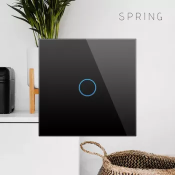 Skārienjutīgs slēdzis Spring One Way Glass Melns — modelis 0 vienpola skārienvadība stikla virsma