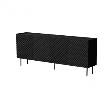 Kumode cama meble LUCCA 4D, 200×40×80 cm, melna, skaidu plātnes korpuss