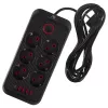 Strāvas sadalītājs MACLEAN MCE391 B – 6 rozetes, 4×USB-A + 1×USB-C, 110–240V, 2500W, 3 m kabelis, melns