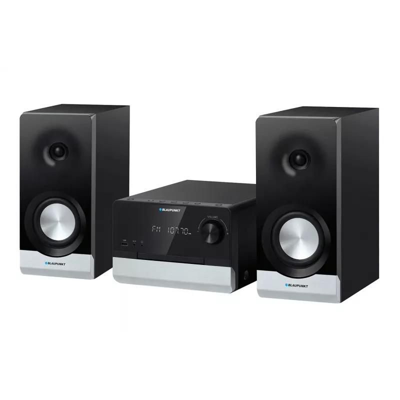 Mājas audio mikrosistēma BLAUPUNKT MS40.2BT — 2×50 W RMS, Bluetooth, CD, USB, HDMI ARC, optiskā ieeja, LED displejs (melna)