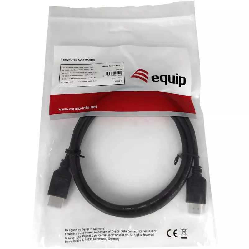 HDMI kabelis Equip 1,8 m 1080P melns