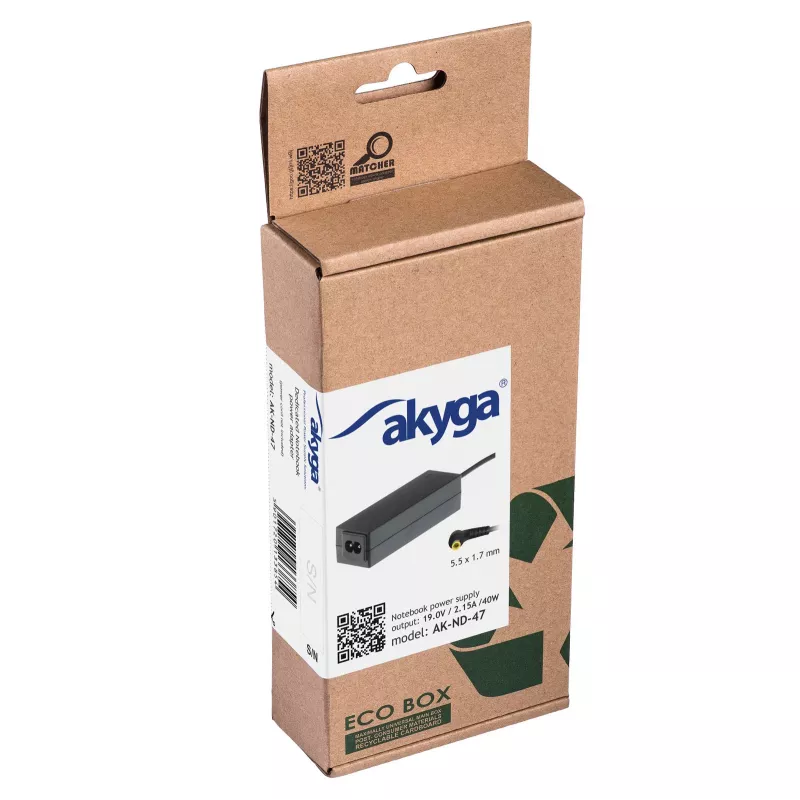 Akyga AK-ND-47 barošanas adapteris Acer klēpjdatoriem, 40 W, 19 V / 2,15 A, 5,5 x 1,7 mm