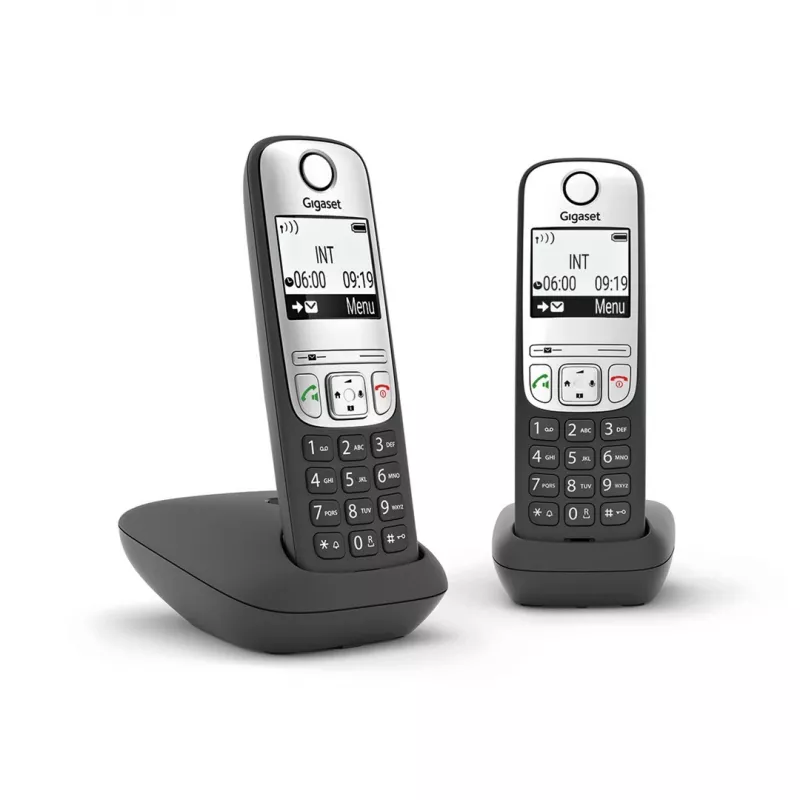 Gigaset A690 Duo analogais tālrunis ar zvanītāja ID, melns, sudrabains