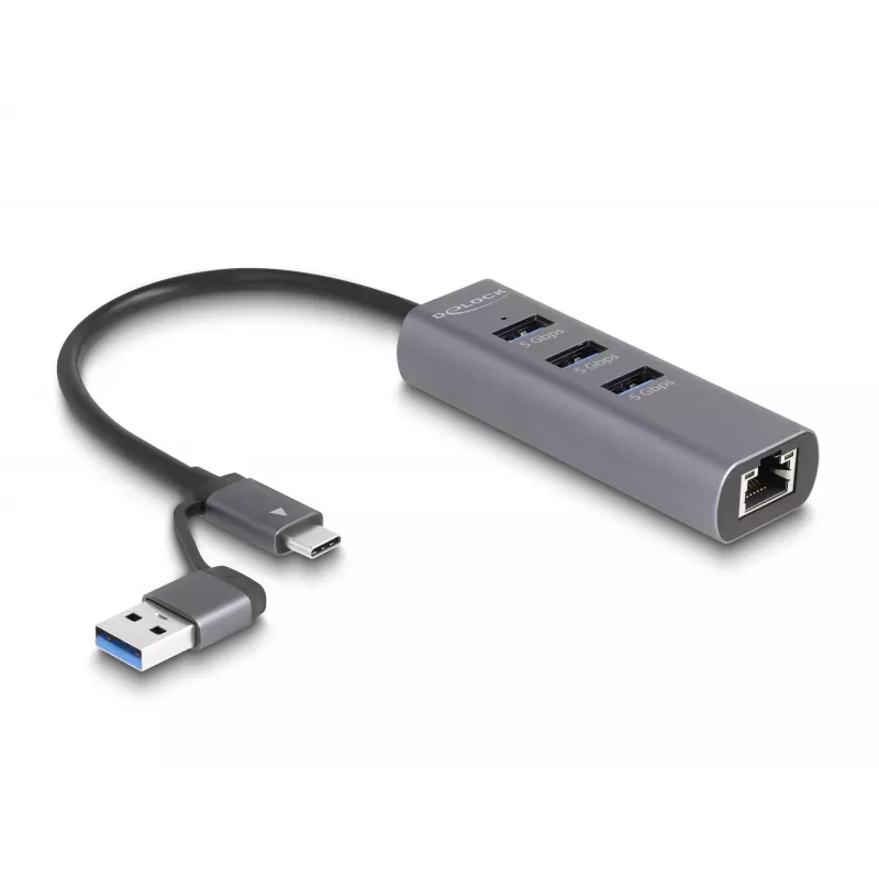 DeLOCK 64282 klēpjdatora dokstacija un portu replikators Vadu USB 3.2 Gen 1 (3.1 Gen 1) Type-C Pelēks (64282)