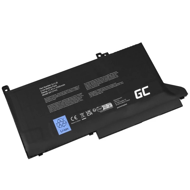 Baterija zaļa Cell DE127V2 priekš DELL Latitude — 11,4 V LiPo 2700 mAh, 3 šūnas, melna