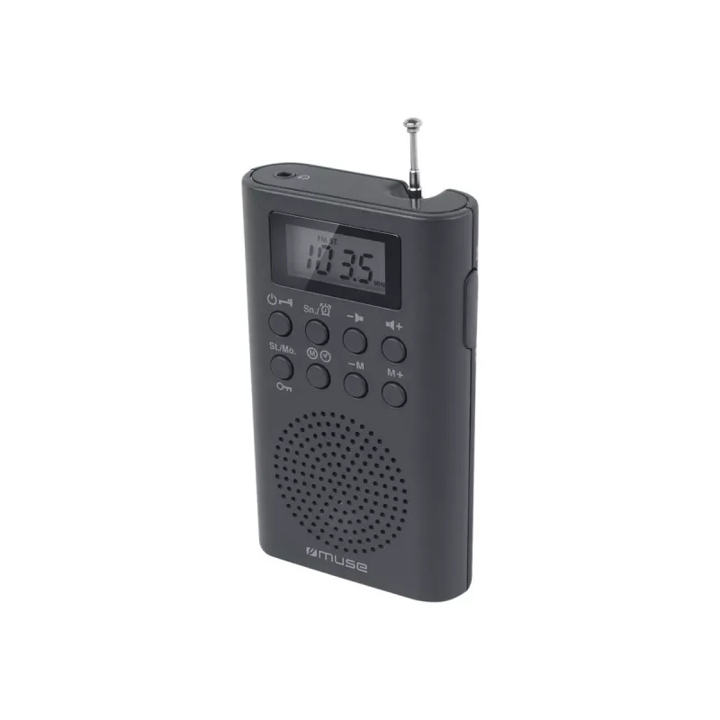 Portatīvais radio Muse M-03 R ar FM PLL noskaņošanu, LCD displeju, ārējo antenu, melns