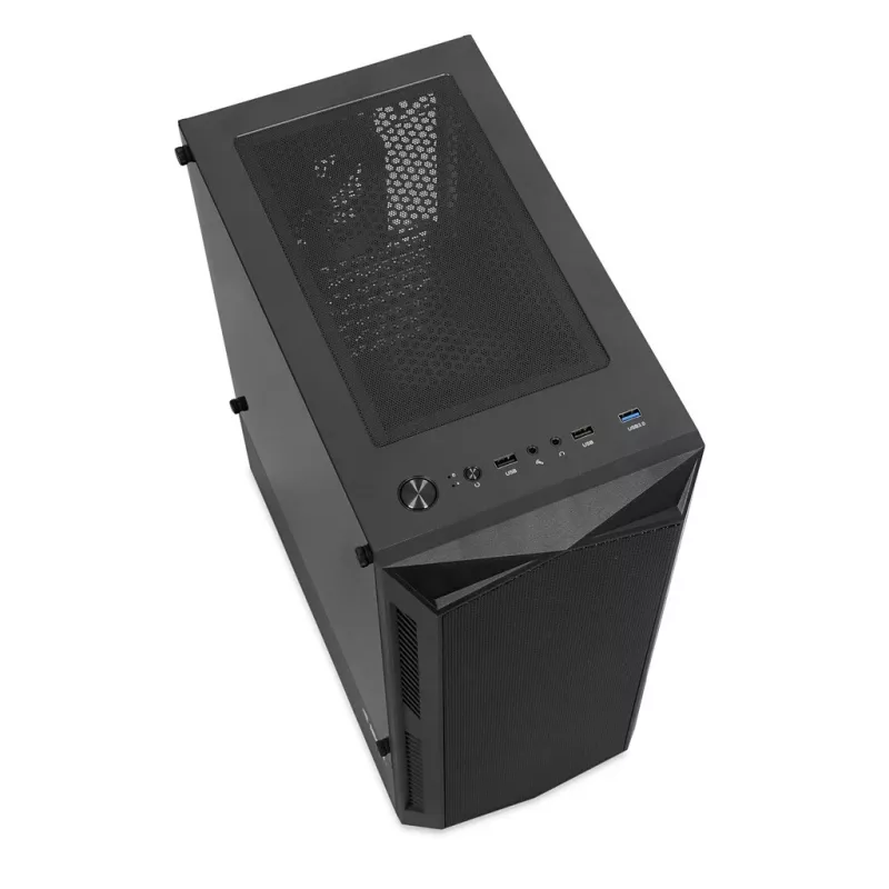 PC Case IBOX LUPUS 27 Midi Tower ATX, rūdīts stikls, RGB, 455×200×380 mm, atbalsta ATX, GPU līdz 32 cm