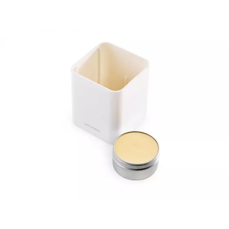 Aromātu difuzors Stylies ELARA/balta — iztvaikojošs, telpām līdz 25 m², 2 h taimeris, maiņstrāva/baterijas/USB, 1,3 W, 74×74×100 mm