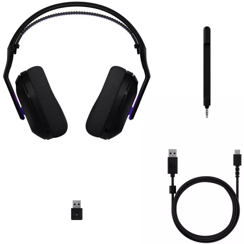 Logitech G G522 LIGHTSPEED bezvadu spēļu austiņas LIGHTSYNC RGB mikrofons un uzlabota sinhronizēta audio trīskāršā savienojamība