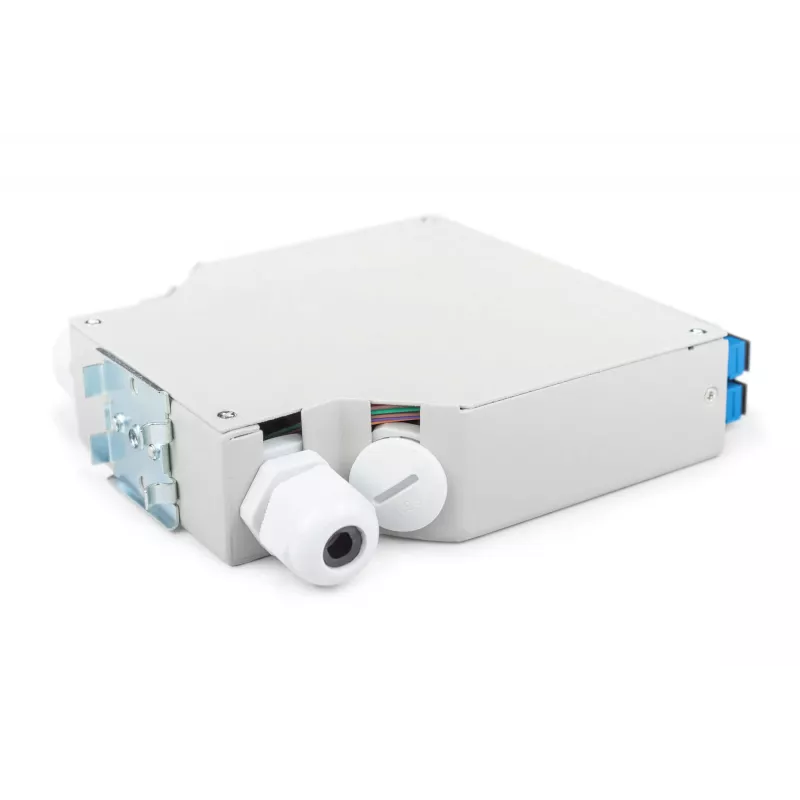 Optiskās šķiedras DIN-sliedes kaste DIGITUS DN-963890, OS2, SC adapteris ar 2 m pigtailu, tērauds, zils/pelēks