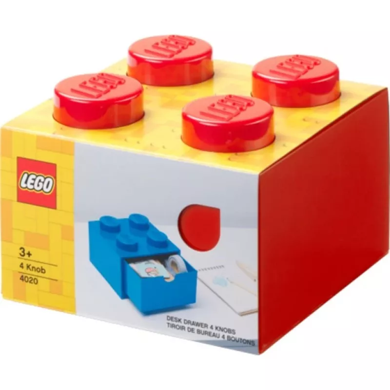 LEGO galda atvilktne 4, uzglabāšanas kastīte sarkanā krāsā, tapas