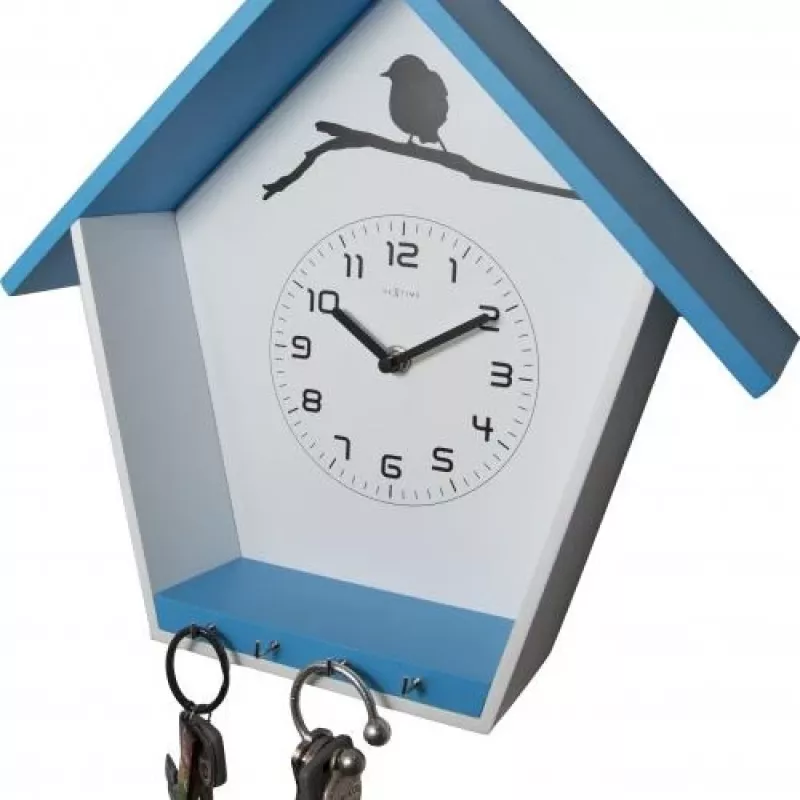 NeXtime klok 3109bl Cuckey, 30.5x33x11 cm, Sienas, Zila/Balta