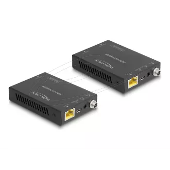 AV raidītāja un uztvērēja komplekts DELOCK 65955 — Cat6/Cat6a HDMI paplašinātājs, līdz 3840×2160, vadu, Micro-USB B barošana
