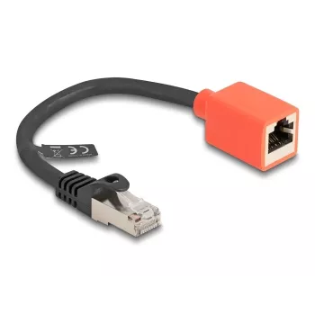 Tīkla kabelis DeLOCK RJ45 ierīces aizsargadapteris Cat.6A S/FTP 20 cm melns sarkans