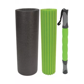 Schildkröt Fitness 3-in-1 masāžas rullīšu komplekts, melns, zaļš porolons, 1 gab.