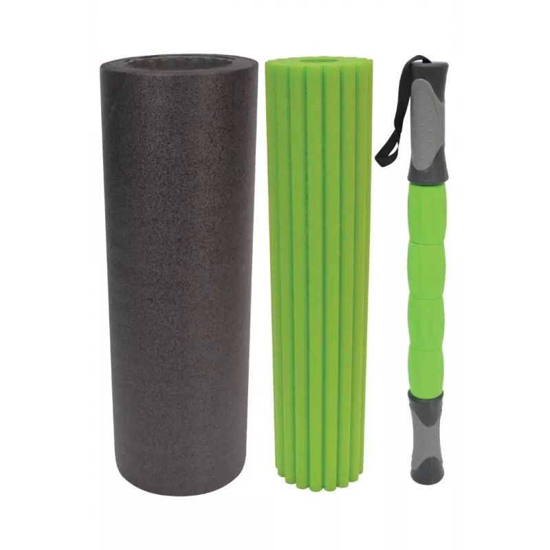 Schildkröt Fitness 3-in-1 masāžas rullīšu komplekts, melns, zaļš porolons, 1 gab.