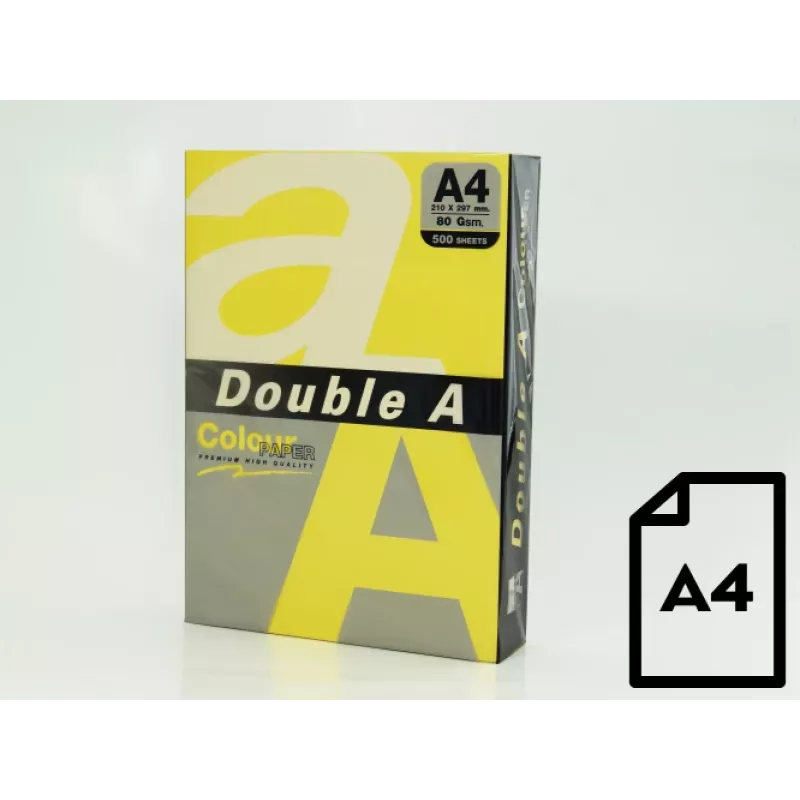 Krāsainais papīrs Double A, 80g, A4, 500 loksnes, Citrondzeltens