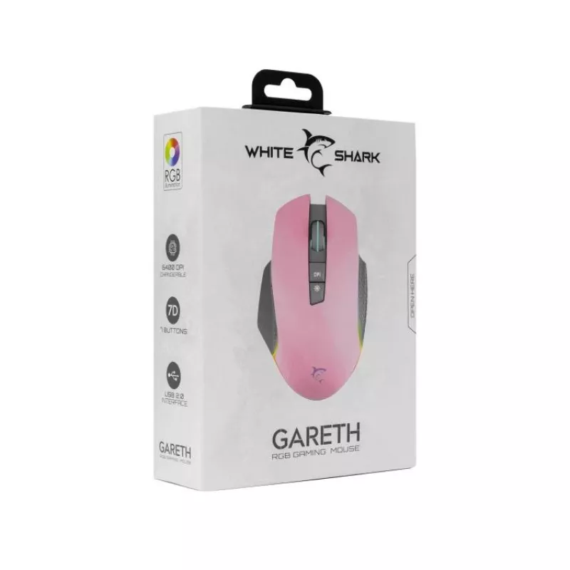Spēļu pele White Shark GARETH Rozā USB Type-A
