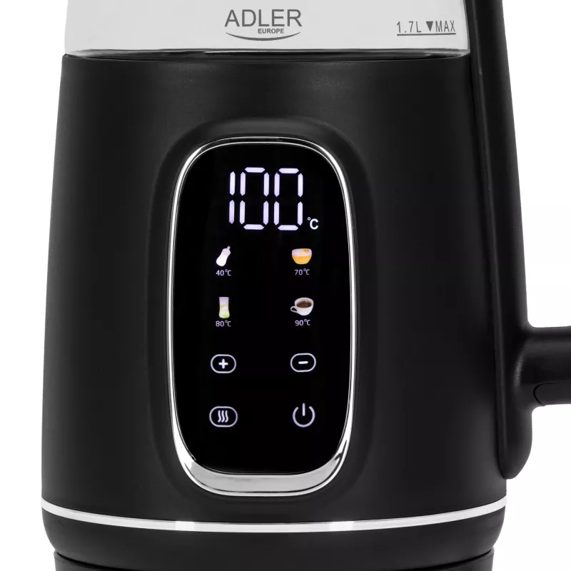 ADLER AD 1305 elektriskā tējkanna melna/sudraba
