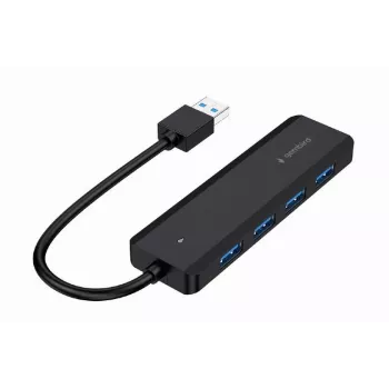 USB centrmezgls Gembird 4 portu USB 3.1 (Gen 1) — 4 porti, USB 3.2 Gen 1 Type-A, 5V/2.1A, 109×30×10 mm, melns