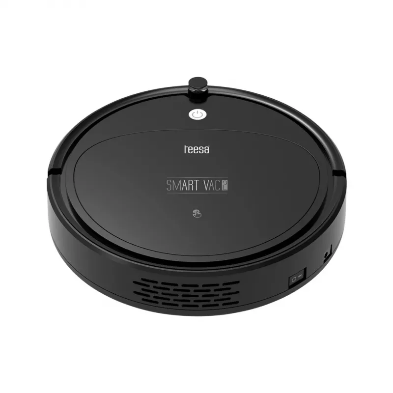 Robot vacuum cleaner TEESA Smart VAC 2 — apaļš, melns, 1000 Pa sūkšanas jauda, 9,6V/2000mAh Li akumulators, 0,2 L putekļu kaste, Wi‑Fi, automātiska atgriešanās