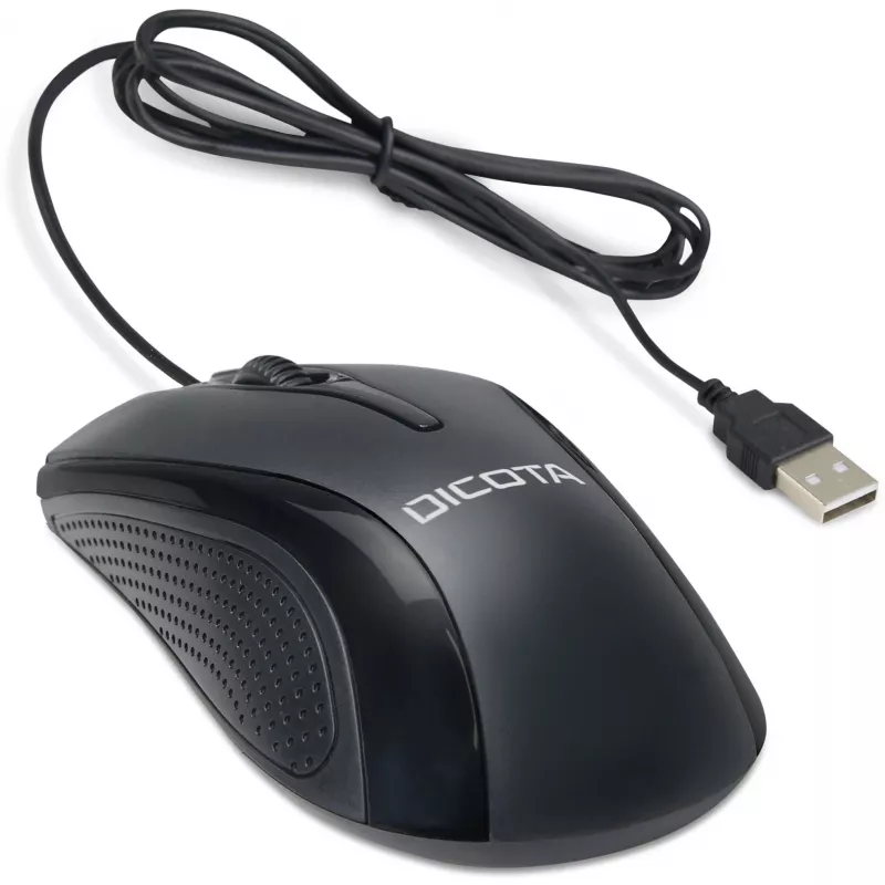 DICOTA - Pele - piemērota abām rokām - Lāzers - 3 pogas - Vadu - USB - Melna (D32011)